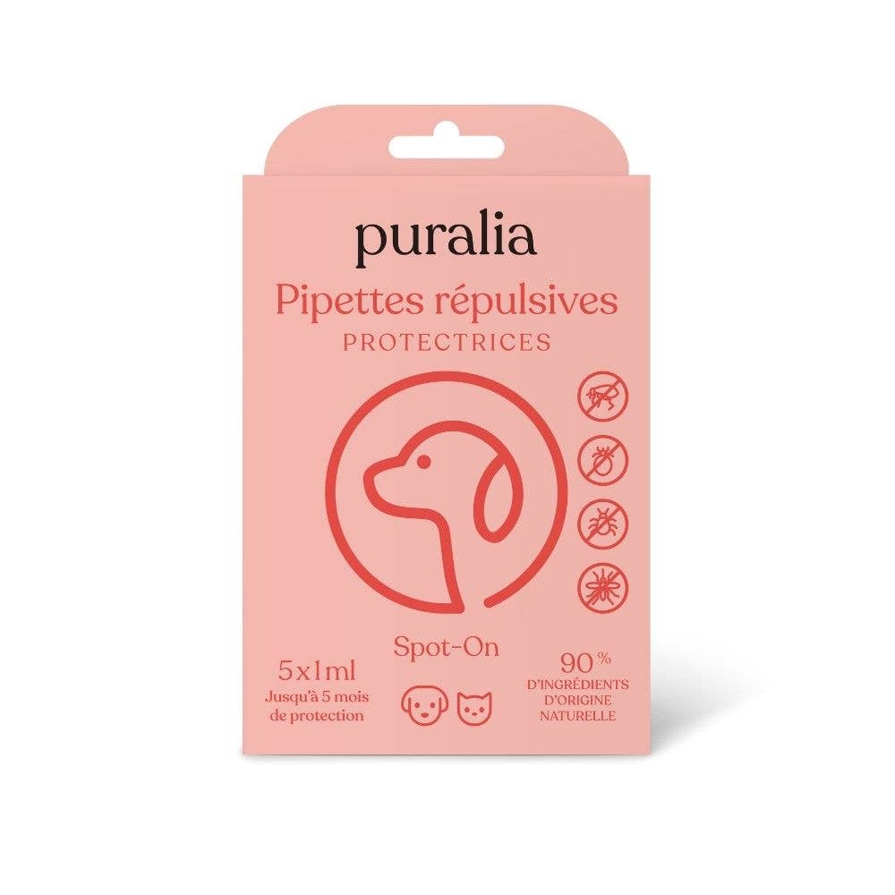 5 pipettes répulsives Spot-on 1 ml PURALIA UKAL GREEN