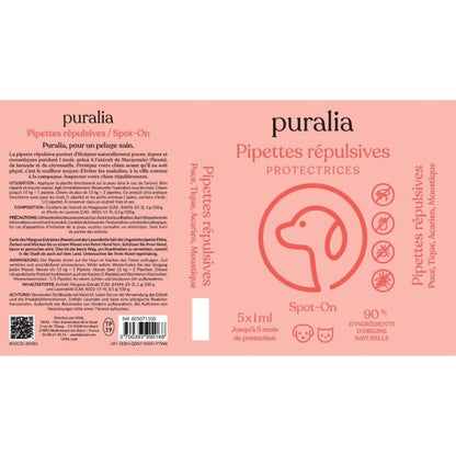 5 pipettes répulsives Spot-on 1 ml PURALIA UKAL GREEN